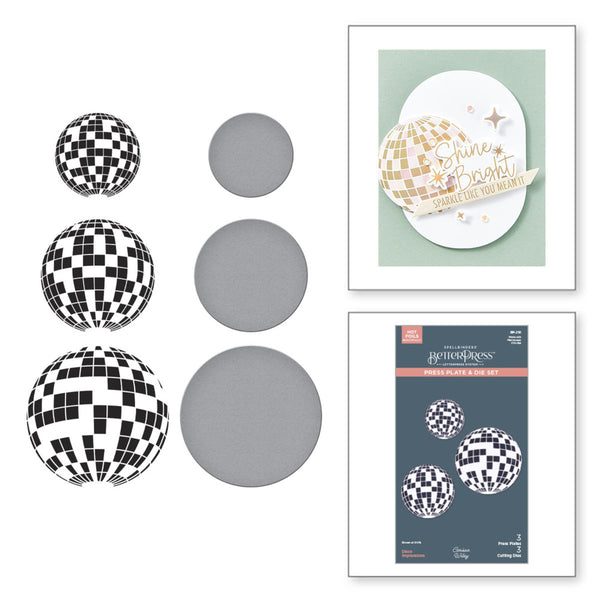 Spellbinders, Press Plate & Die Set By Carissa Wiley Disco Impressions, Shine Bright (BP-210)