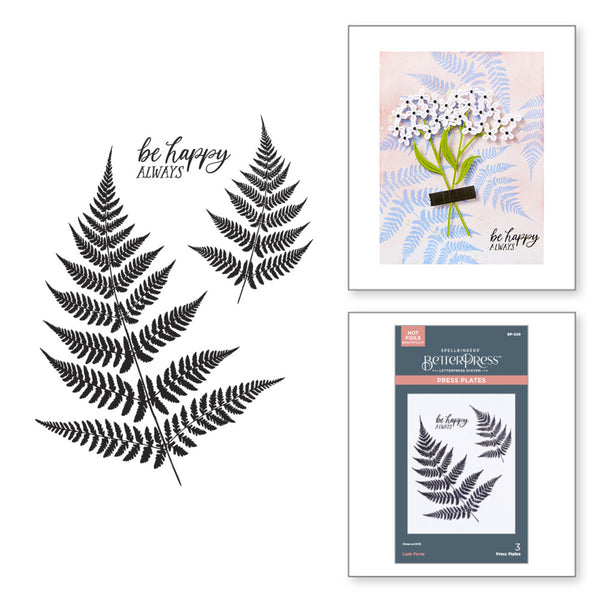 Spellbinders BetterPress Plate, From The Field Notes Collection, Lush Ferns (BP-228)