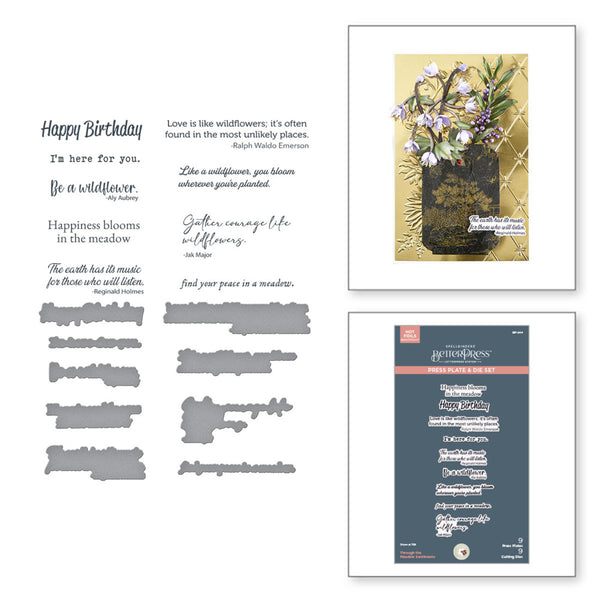 Spellbinders, BetterPress Plate & Die by Susan Tierne, Through the Meadow Sentiments (BP-244)