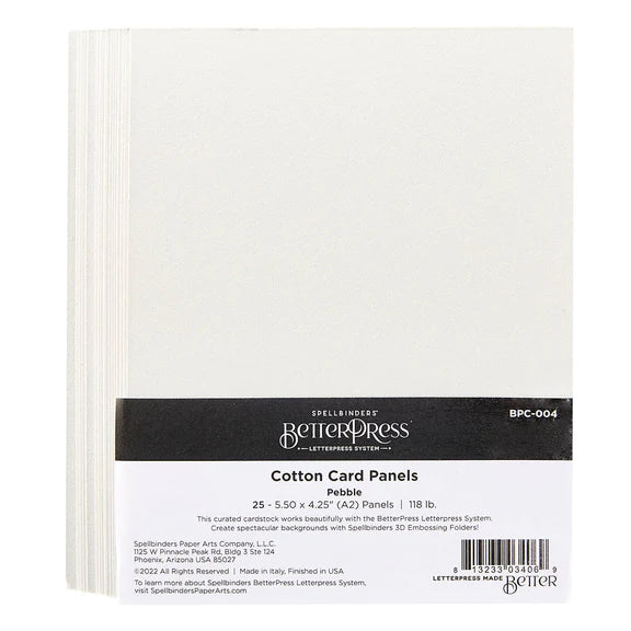 Spellbinders BetterPress Letterpress A2 Cotton Card Panels, Pebble, 118 lb. (sold individually)