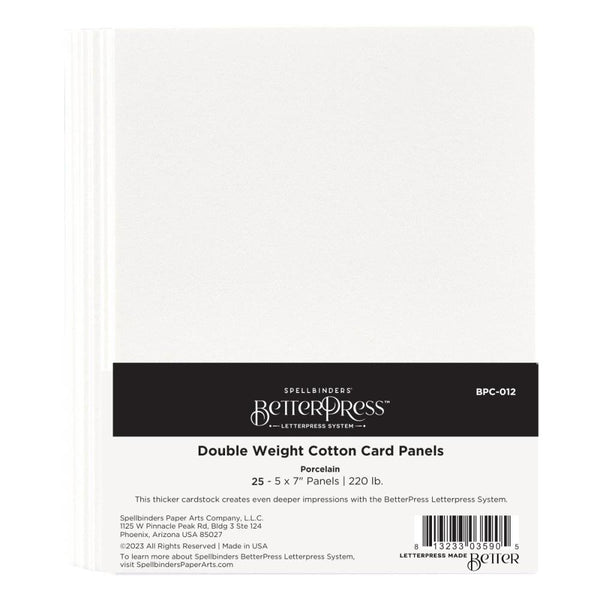 Spellbinders BetterPress Letterpress A7 Double Weight Cotton Card Panels, Porcelain, 220 lb. (sold individually)