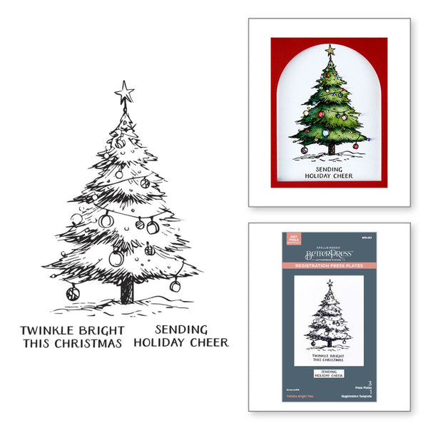 Spellbinders, Registration BetterPress Plates From Wonderland, Twinkle Bright Tree (BPR-033)
