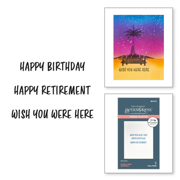 Spellbinders BetterPress, Press Plate, Summer Vibes Sentiments Add-On (BPS-003)