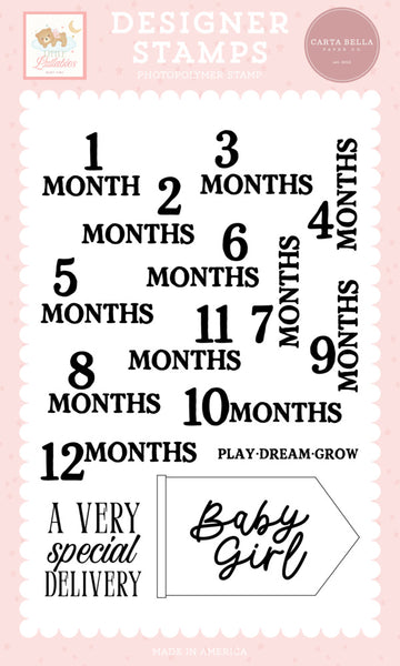 Echo Park, Clear Stamp, Little Lullabies Baby Girl, Baby Girl, Months