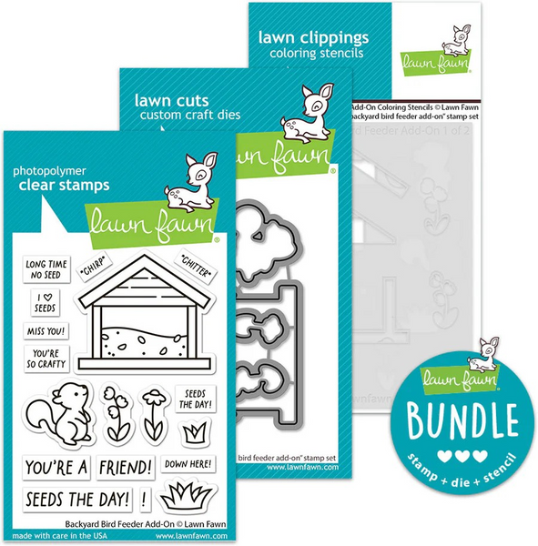 Lawn Fawn, Stamps, Dies & Coloring Stencil Bundle, Backyard Bird Feeder Add On (LF3710, LF3711 & LF3712)