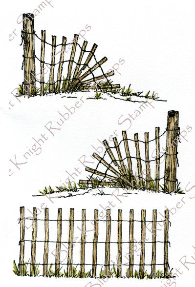 Blue Knight Rubber Stamps by Heidi Pettie, Beach Fence