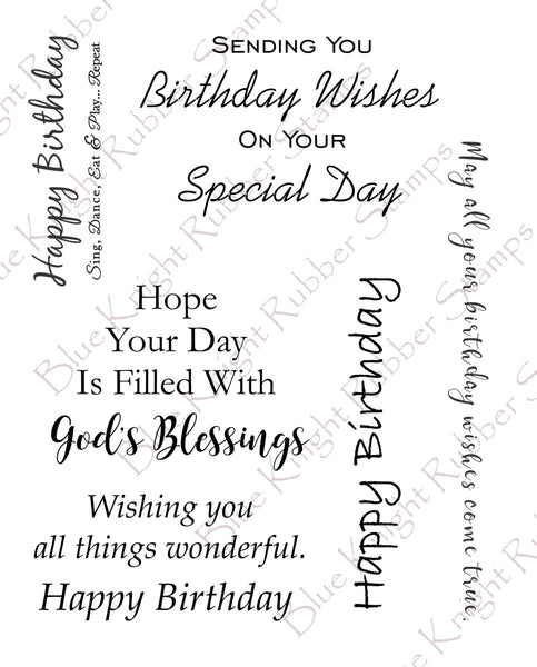 Blue Knight Rubber Stamps, Birthday Set, Clear Stamps