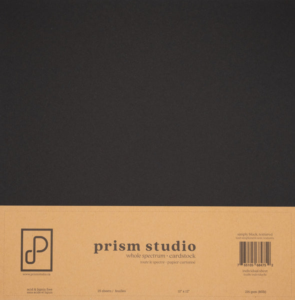 Prism Studio, 12X12 Whole Spectrum Textured Cardstock, 80lb, Simply Black (Sold Indivdually)