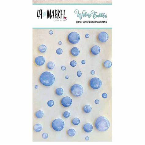 49 And Market,  Epoxy Coated Sticker Embellishment, Wishing Bubbles & Baubles, 38/pcs., Blueberry
