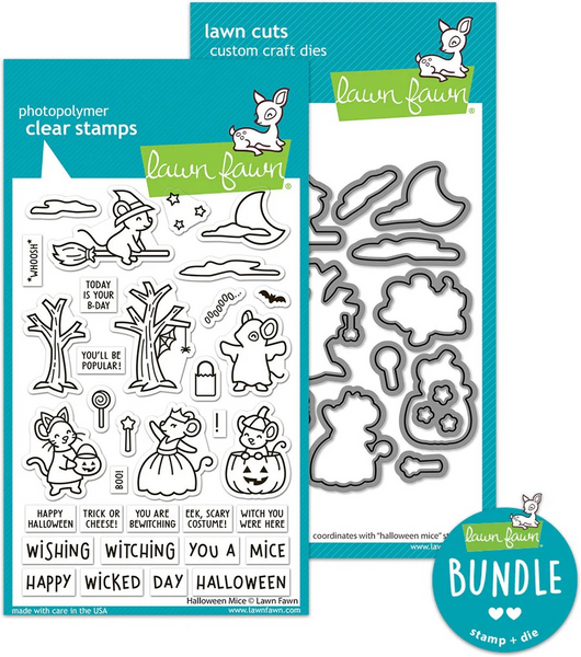 Lawn Fawn, Lawn Fawn Clear Stamps 4"X6" & Dies Combo, Halloween Mice (LF3848 & LF3849)