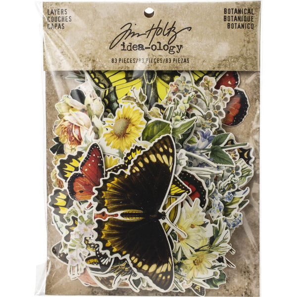 Tim Holtz Idea-Ology Layers Die-Cuts 83/Pkg, Botanical .75"X1" To 6.5"X2" (TH93554)