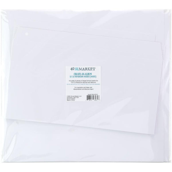 49 And Market, Create-An-Album Foundation Inserts 12"X12, White (CAA-30747)
