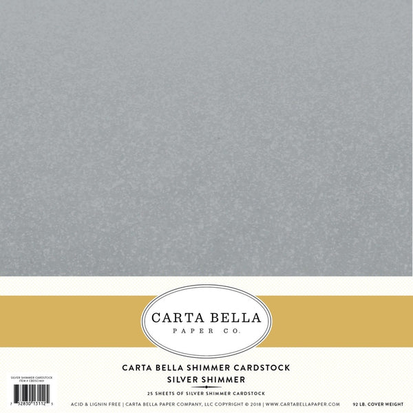 Carta Bella, 12"x12" Cardstock, Shimmer Silver, 92 lbs