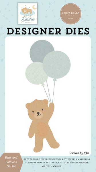 Carta Bella Designer Dies, Little Lullabies Baby Boy, Bear And Balloons