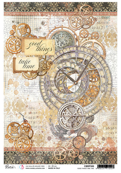 Ciao Bella Rice Paper Sheet A4, Piuma Rice Paper, Good Things Take Time