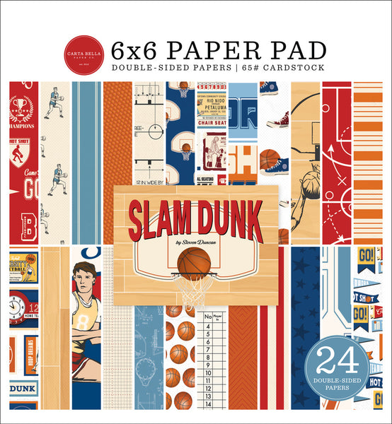 Carta Bella, Double-Sided Paper Pad 6"X6" 24/Pkg, Slam Dunk, 12 Designs/2 Each