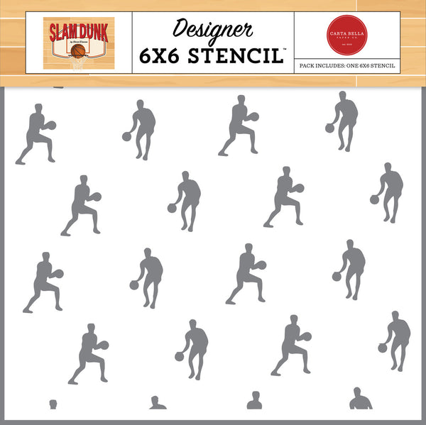 Carta Bella Stencil 6"X6", Slam Dunk, Basketball Champions