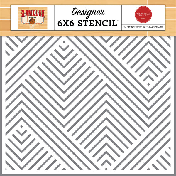 Carta Bella Stencil 6"X6", Slam Dunk, Defensive Diagonals