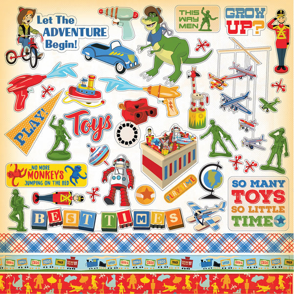 Carta Bella, Toy Box Collection, Cardstock Stickers, 12"X12", Element