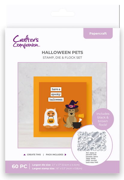 Crafter's Companion Stamp, Die & & Flock, Halloween Pets (CC-STD-FLOC-HAPE)