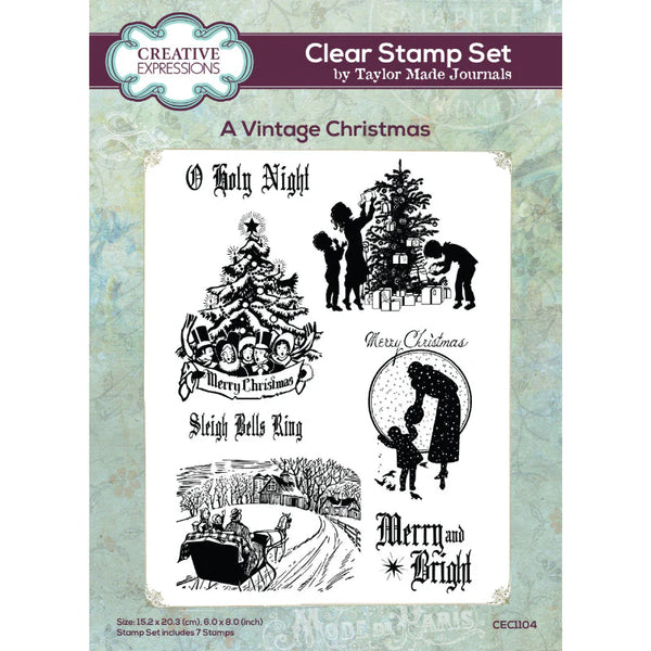 Creative Expressions, Taylor Made Journals, Clear Stamp 6"X8", A Vintage Christmas