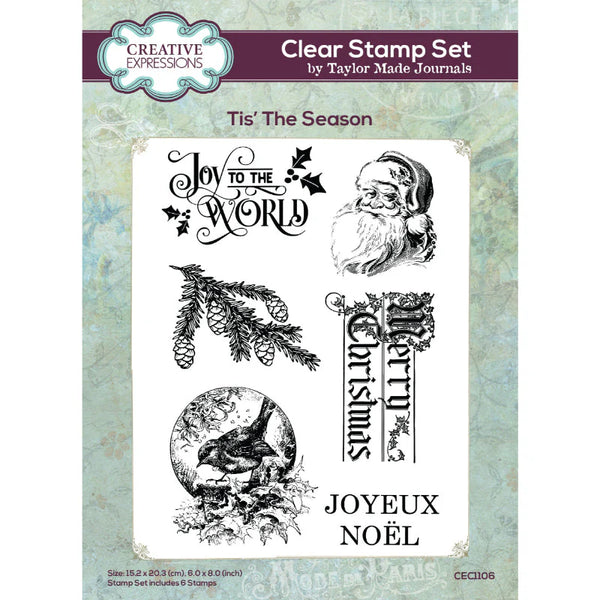 Creative Expressions Taylor Made Journals Clear Stamp 6"X8", Tis' The Season