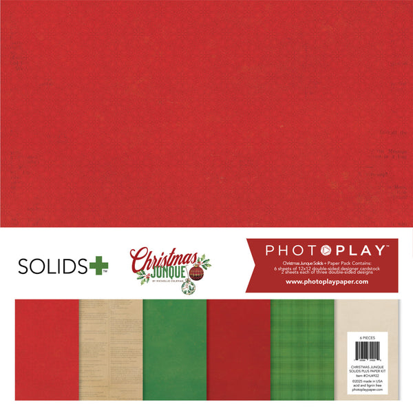 PhotoPlay Solids+ Paper Kit 12"X12", Christmas Junque