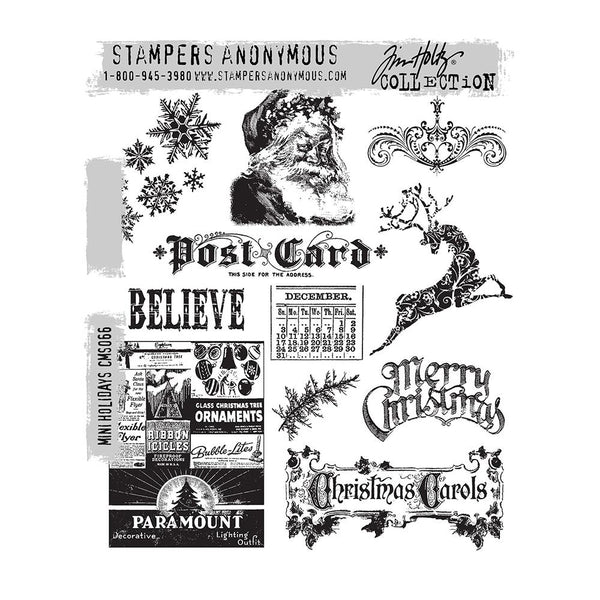 Tim Holtz Cling Stamps 7"X8.5", Mini Holidays (CMS066)