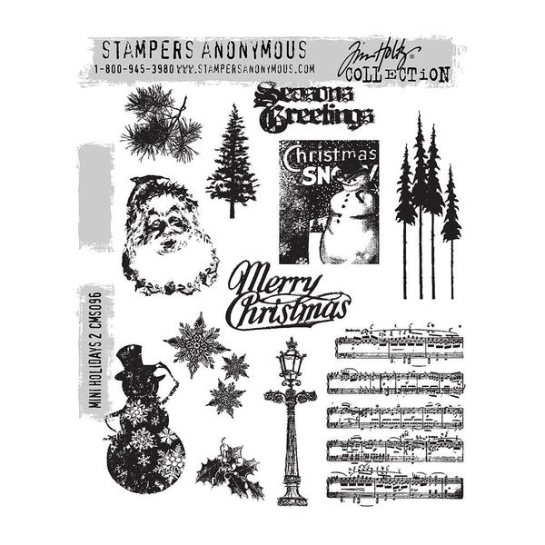 Tim Holtz Cling Stamps 7"X8.5", Mini Holidays #2 (CMS096)