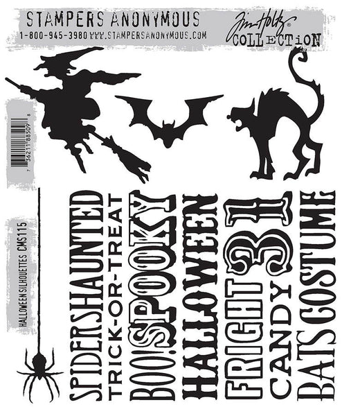 Tim Holtz Cling Stamps 7"X8.5", Halloween Silhouettes (CMS115)