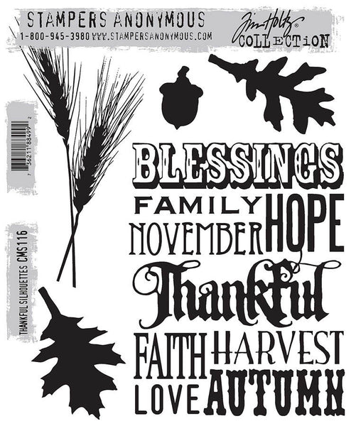 Tim Holtz Cling Stamps 7"X8.5", Thankful Silhouettes (CMS116)