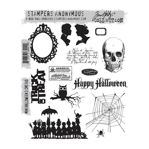 Tim Holtz, Cling Stamps 7"X8.5", Mini Halloween 3 (CMS140)
