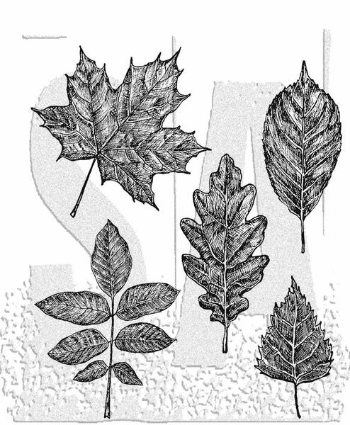 Tim Holtz Cling Stamps 7"X8.5", Sketchy Leaves (CMS467)
