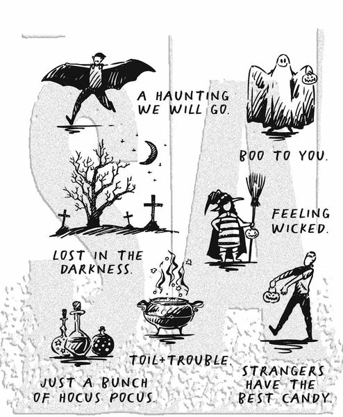 Tim Holtz Cling Stamps 7"X8.5", Halloween Sketchbook (CMS469)