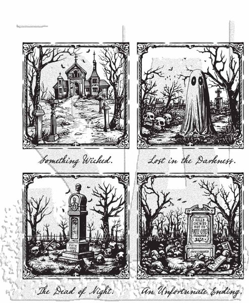 Tim Holtz Cling Stamps 7"X8.5", Framed Frights (CMS494)