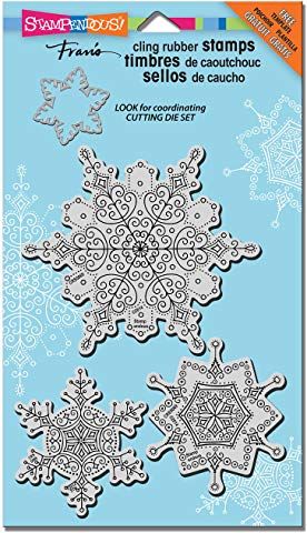 Stampendous, Cling Stamps & Stencil Combo, Delicate Snow Set