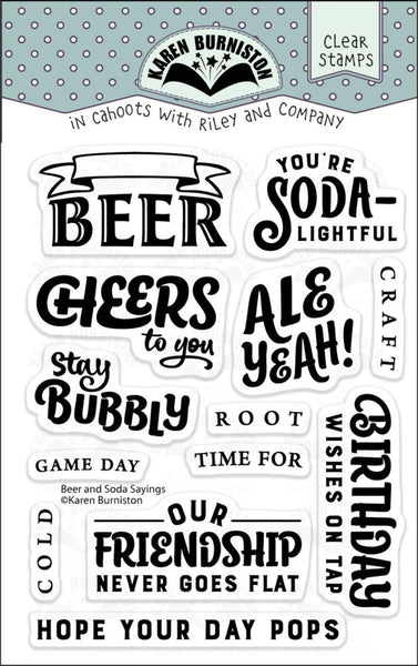 Karen Burniston, Clear Stamps, Beer and Soda Sayings (CS038)