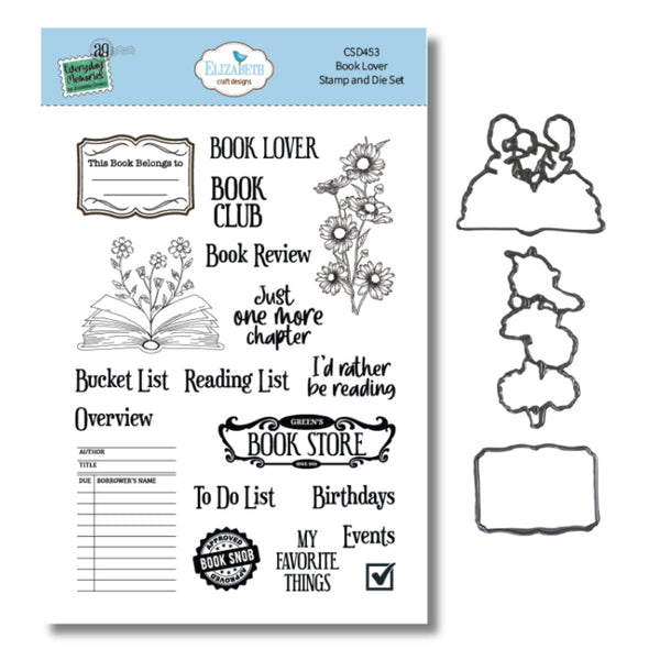 Elizabeth Craft Designs, Stamp And Die Set, Book Lover (CSD453)