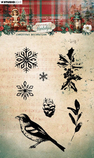 Studio Light, Jenine's Mindful Art Festive Nostaligia Clear Stamps Nr. 752, Christmas Decoration