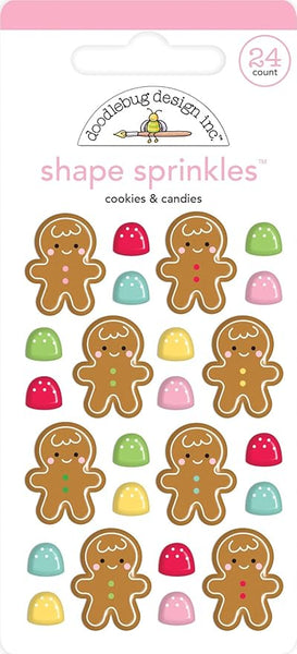 Doodlebug Design, Adhesive Glossy Enamel Shapes, Shape Sprinkles, Cookies & Candies, 24/pkg