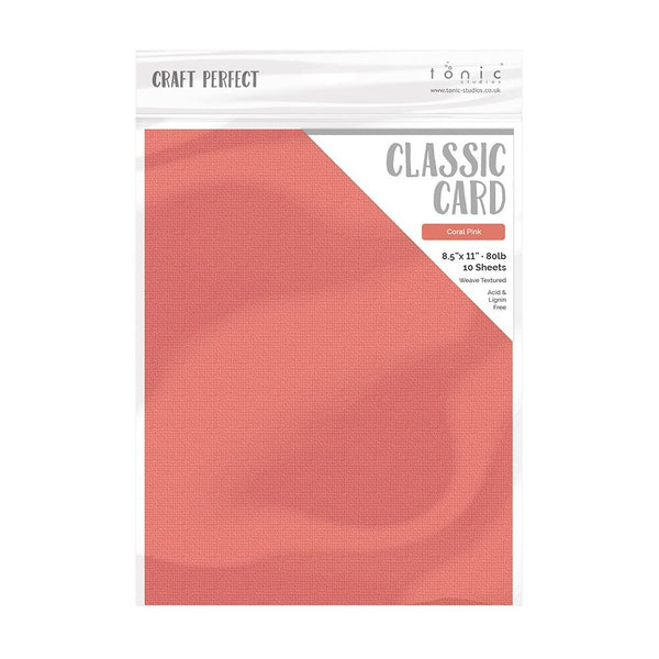 Tonic Studios, Craft Perfect Weave Textured Classic Card 8.5"X11" 10/Pkg, Coral Pink