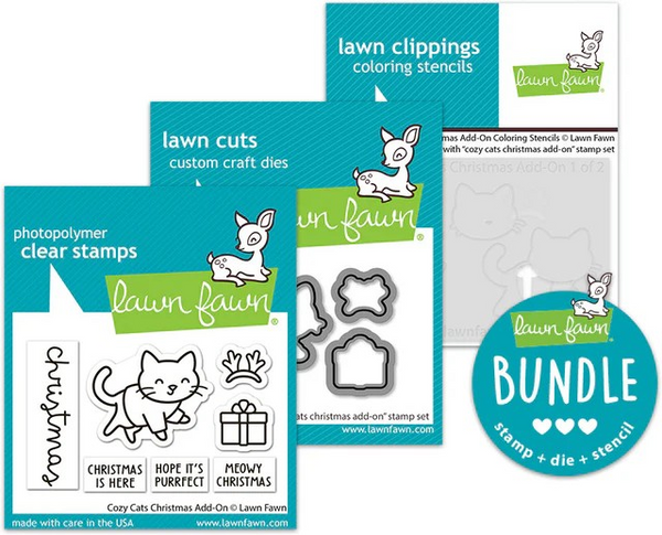 Lawn Fawn, Stamps, Dies & Coloring Stencil Bundle, Cozy Cats Christmas Add-On (LF3899, LF3900 & LF3901)