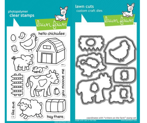 Lawn Fawn Clear Stamps & Dies Combo, Critters on the Farm (LF355 & LF686)