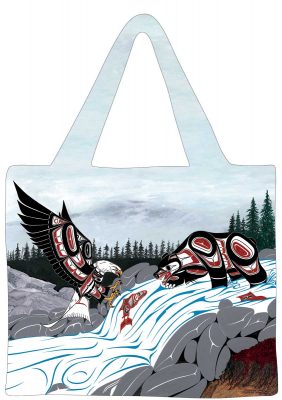 Canadian Art Prints, Indigenous Collection, Shopping Bag, Cycle of Life by Artist Richard Shorty