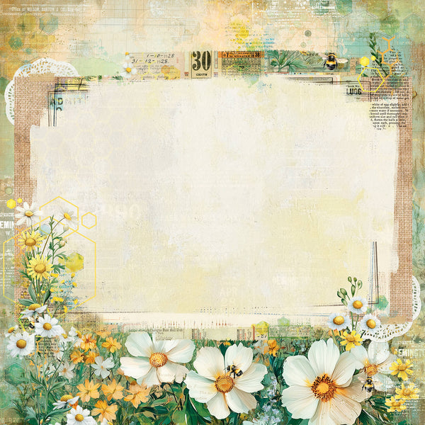 49 And Market, Botanical Buzz, Double-Sided Cardstock 12"X12", Meadow (DBV-32260)