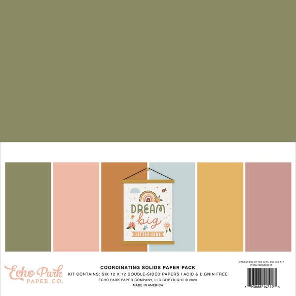 Echo Park Solids Collection Kit 12"X12", Dream Big Little Girl (DBG305015)