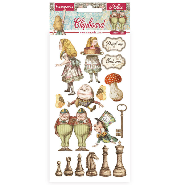 Stamperia Adhesive Chipboard 6"X12", Alice Through The Looking Glass
