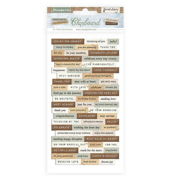 Stamperia Adhesive Chipboard 6"X12", Create Happiness Secret Diary