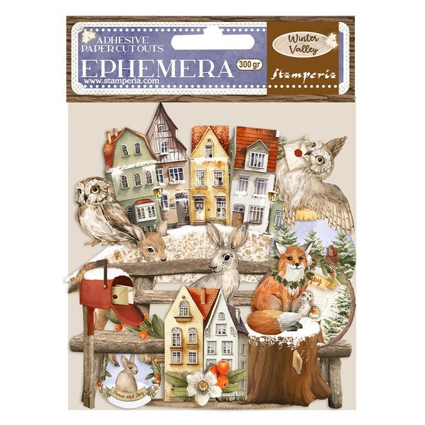 Stamperia Cardstock Ephemera Adhesive Paper Cut Outs, Winter Valley