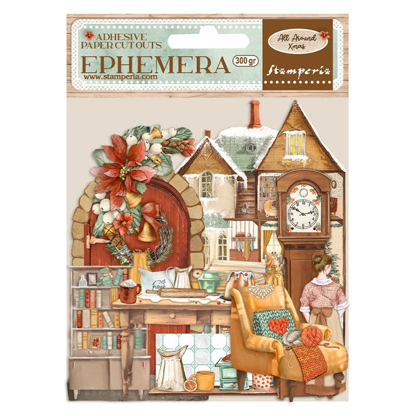 Stamperia Cardstock Ephemera Adhesive Paper Cut Outs, All Around Christmas